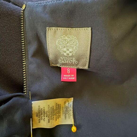 VINCE CAMUTO NAVY BLUE KNIT DRESS BACK ZIPPER SIZE 8 WITH POCKETS - Picture 11 of 11